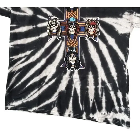 Guns N Roses Vintage Style Tie Dye Appetite for Destruction TShirt L Black White - Picture 4 of 14